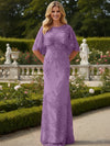 Tulle Sheath Crew Neck Mother of the Bride Dresses with Caps