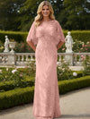Tulle Sheath Crew Neck Mother of the Bride Dresses with Caps