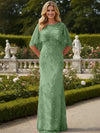 Tulle Sheath Crew Neck Mother of the Bride Dresses with Caps