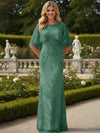 Tulle Sheath Crew Neck Mother of the Bride Dresses with Caps