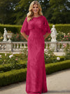 Tulle Sheath Crew Neck Mother of the Bride Dresses with Caps