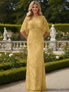 Tulle Sheath Crew Neck Mother of the Bride Dresses with Caps