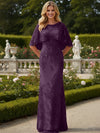 Tulle Sheath Crew Neck Mother of the Bride Dresses with Caps