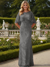 Tulle Sheath Crew Neck Mother of the Bride Dresses with Caps