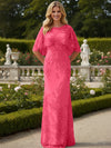 Tulle Sheath Crew Neck Mother of the Bride Dresses with Caps