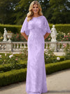 Tulle Sheath Crew Neck Mother of the Bride Dresses with Caps