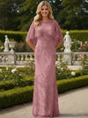 Tulle Sheath Crew Neck Mother of the Bride Dresses with Caps