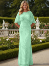 Tulle Sheath Crew Neck Mother of the Bride Dresses with Caps