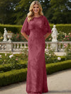 Tulle Sheath Crew Neck Mother of the Bride Dresses with Caps