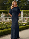 Tulle Sheath Crew Neck Mother of the Bride Dresses with Caps