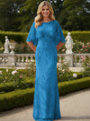 Tulle Sheath Crew Neck Mother of the Bride Dresses with Caps