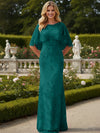 Tulle Sheath Crew Neck Mother of the Bride Dresses with Caps