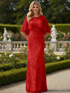 Tulle Sheath Crew Neck Mother of the Bride Dresses with Caps