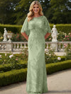 Tulle Sheath Crew Neck Mother of the Bride Dresses with Caps