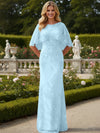 Tulle Sheath Crew Neck Mother of the Bride Dresses with Caps