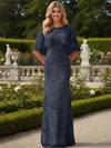 Tulle Sheath Crew Neck Mother of the Bride Dresses with Caps