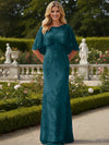 Tulle Sheath Crew Neck Mother of the Bride Dresses with Caps