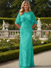 Tulle Sheath Crew Neck Mother of the Bride Dresses with Caps