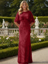 Tulle Sheath Crew Neck Mother of the Bride Dresses with Caps