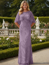 Tulle Sheath Crew Neck Mother of the Bride Dresses with Caps