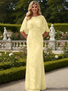 Tulle Sheath Crew Neck Mother of the Bride Dresses with Caps