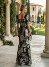 Jacquard Mermaid Square Neck Pleated Mother of the Bride Dresses