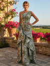 Jacquard A-Line One Shoulder Mother of the Bride Dresses with Ruffles