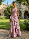 Jacquard A-Line One Shoulder Mother of the Bride Dresses with Ruffles
