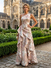 Jacquard A-Line One Shoulder Mother of the Bride Dresses with Ruffles