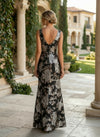 Jacquard Mermaid V Neck Pleated Mother of the Bride Dresses