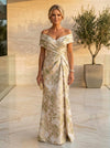 Jacquard Mermaid Off the Shoulder Pleated Mother of the Bride Dresses