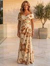 Jacquard Mermaid Off the Shoulder Pleated Mother of the Bride Dresses