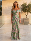 Jacquard Mermaid Off the Shoulder Pleated Mother of the Bride Dresses