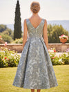 Jacquard A-Line V Neck Pleated Mother of the Bride Dresses