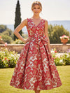 Jacquard A-Line V Neck Pleated Mother of the Bride Dresses