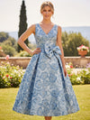 Jacquard A-Line V Neck Pleated Mother of the Bride Dresses