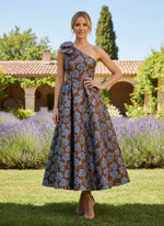 Jacquard A-Line One Shoulder Pleated Mother of the Bride Dresses
