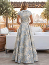 Jacquard A-Line V Neck Pleated Mother of the Bride Dresses