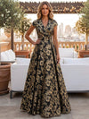 Jacquard A-Line V Neck Pleated Mother of the Bride Dresses