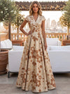 Jacquard A-Line V Neck Pleated Mother of the Bride Dresses