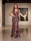 Jacquard Mermaid V Neck Pleated Formal Dresses