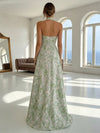 Jacquard A-Line Halter Simple Formal Dresses