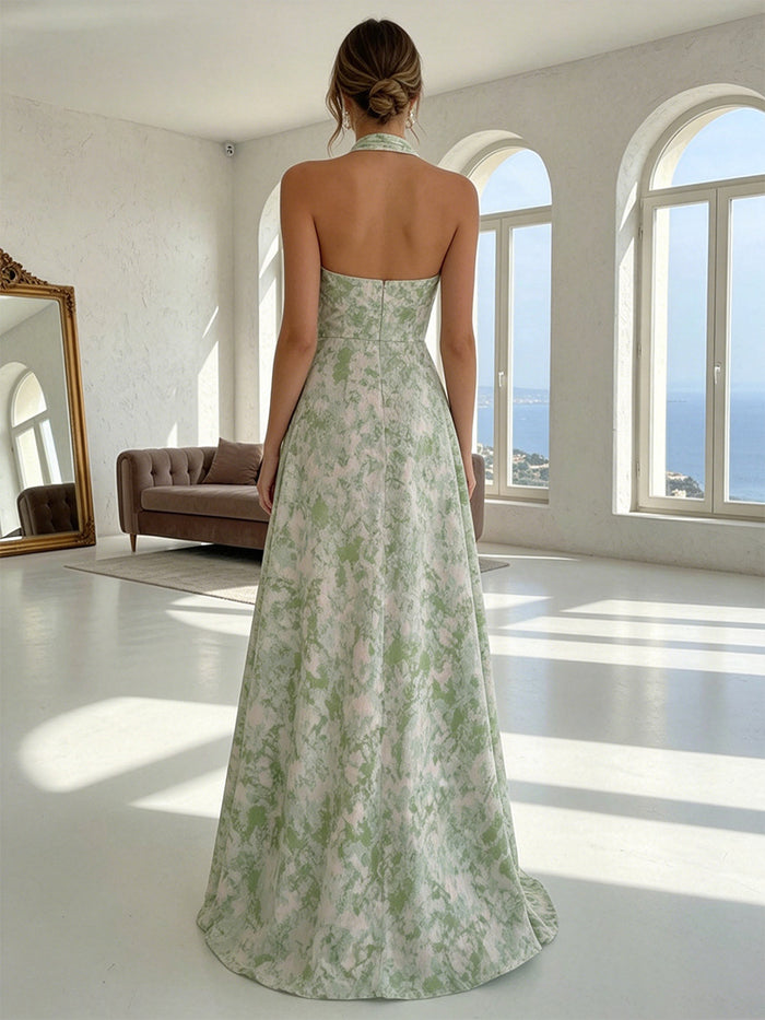 Jacquard A-Line Halter Simple Mother of the Bride Dresses