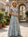 Jacquard A-Line Crew Neck Mother of the Bride Dresses with Rhinestone