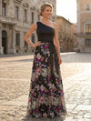 Sequin A-Line One Shoulder Mother of the Bride Dresses with Floral Embroidery