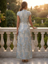 Jacquard A-Line V Neck Mother of the Bride Dresses with Ruffles