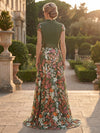 Sequin A-Line V Neck Mother of the Bride Dresses with Floral Embroidery