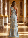 Jacquard Mermaid One Shoulder Formal Dresses with Ruffles