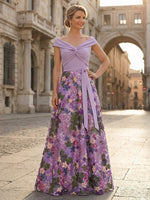 Sequin A-Line Off the Shoulder Mother of the Bride Dresses with Floral Embroidery