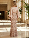 Sequin Mermaid Crew Neck Mother of the Bride Dresses with Sequin Embroidery